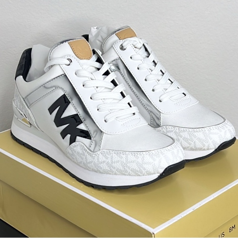 Michael Kors White & Black Maddy Trainer Sneakers